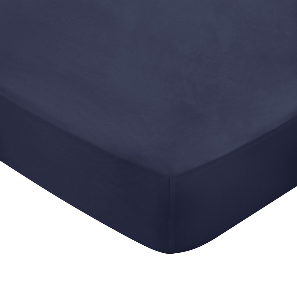 Plain Dye Fitted Sheet By Bedeck of Belfast in Midnight Blue